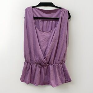 Garnet Hill Lavender Cotton Short Sleeve Draped Top Women’s Large